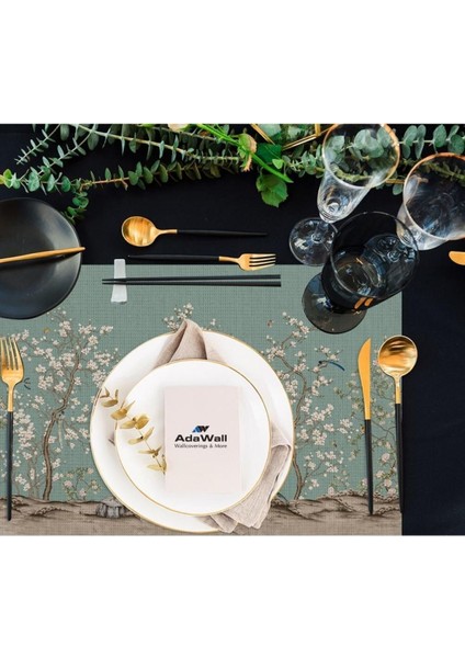 Yeşil Kuşlu Bahçe Kumaş Amerikan Servis 4'lü Set 35X50CM fiyatları