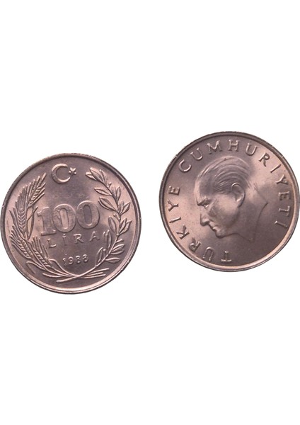 1988 Yılı 100 Lira Ters Düz Takım Çil