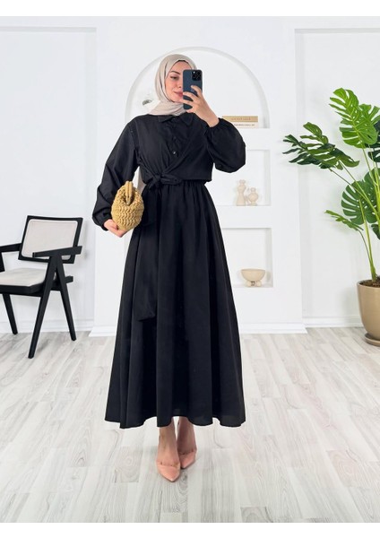 Terikoton Kumaş Önden Bağlama Detaylı Elbise fiyatları