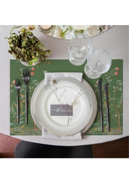 Çiçek Tasarımlı Kumaş Amerikan Servis 4'lü Set 35X50CM (Keteni Ulusl. Yıkama ve Solmama Sertifikası) fiyatları