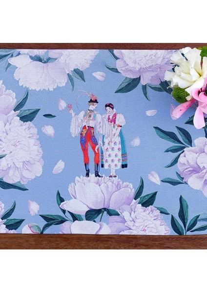 Blue - White Rose Kumaş Amerikan Servis 4'lü Set - 35X50 Keten, Ulusl.yıkama ve Solmama Sertifikası modelleri