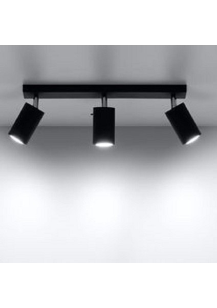 Modern5 Siyah Mutfak,salon,giyinme Odası,cafeler Için Gün Işiğı Metal 3lü Spot(Ampul Dahil)