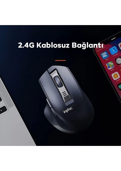 Inphic M9 Kablosuz Fare Ergonomik Şarj Edilebilir Sessiz Kullanım 2.4g 500 Mah USB MOUSE-(1903) modelleri