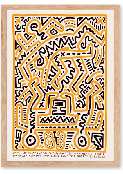 Keith Haring - Fun - Doğal Ahşap Çerçeveli Tablo indirimleri