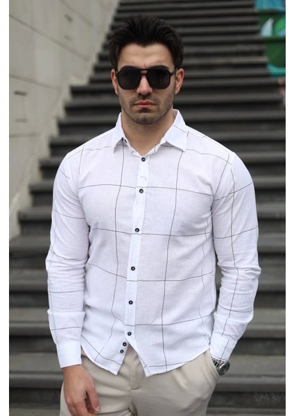 Erkek Pamuklu Keten Kumaş Gömlek fırsatları