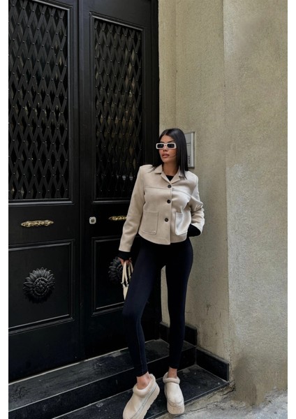 Süet Crop Ceket Cep Detaylı - Taş fiyatları