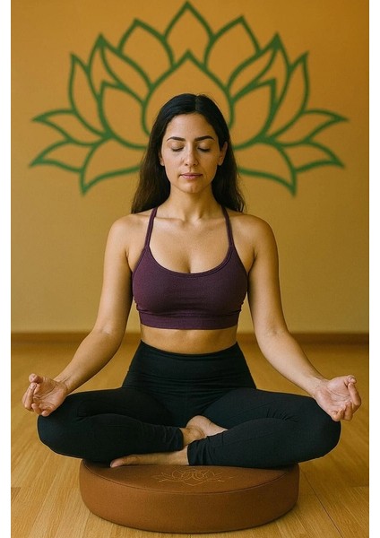 Yuvarlak Yoga & Meditasyon Minderi Lotus Çiçeği Baskılı %100 Duck Kumaş Kalıp Sünger