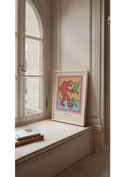 Keith Haring - Monster - Doğal Ahşap Çerçeveli Tablo fırsatları