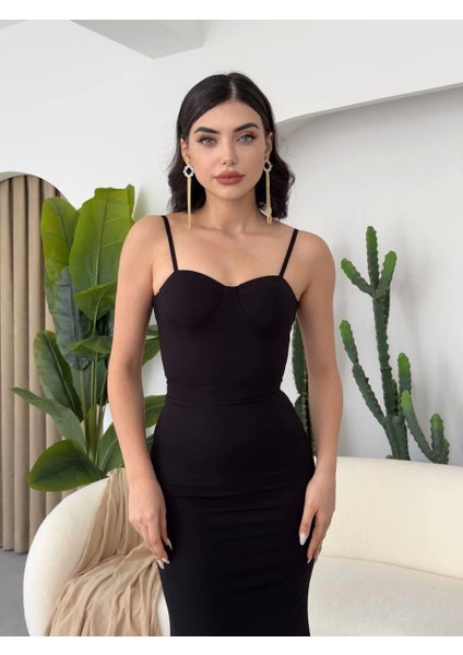 Dominic Eteği Büzgülü Midi Boy Elbise