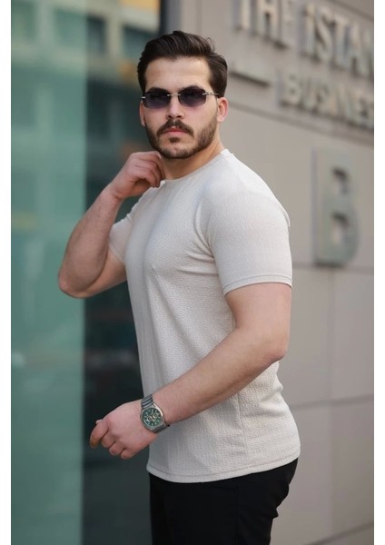 Erkek Kısa Kollu Zigzag Desenli T-Shirt modelleri