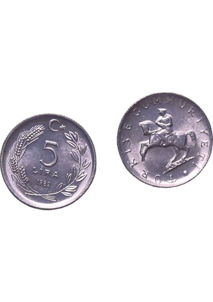 1982 Yılı 5 Lira Çil Ters Düz Takım
