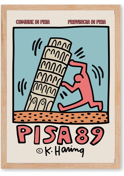 Keith Haring - 89 - Doğal Ahşap Çerçeveli Tablo modelleri