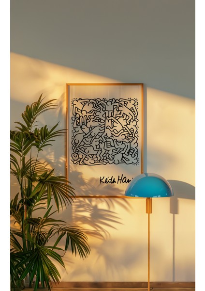 Keith Haring - Lock - Doğal Ahşap Çerçeveli Tablo modelleri