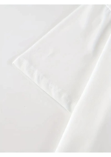 Baskılı Oversize Bisiklet Yaka T-Shirt - Beyaz modelleri