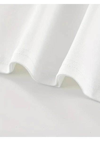 Baskılı Oversize Bisiklet Yaka T-Shirt - Beyaz fırsatları