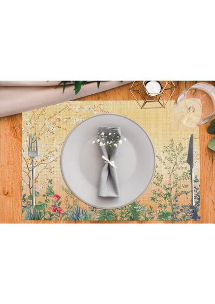 Colorful Mini Flowers Kumaş Amerikan Servis 4'lü Set (Keten, Ulusl.yıkama ve Solmama Sertifikası) fiyatları