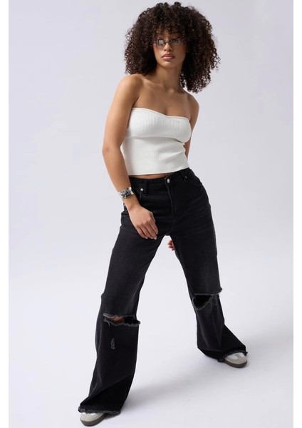 Straplez Dokulu Crop modelleri