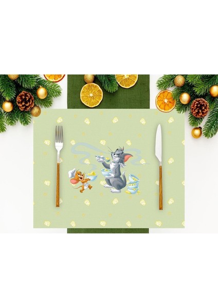 Home Green Tom & Jerry Kumaş Amerikan Servis 4'lü Set 35X50CM