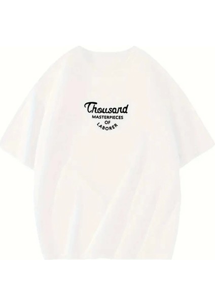Thousand Baskılı Oversize Bisiklet Yaka T-Shirt - Beyaz fiyatları