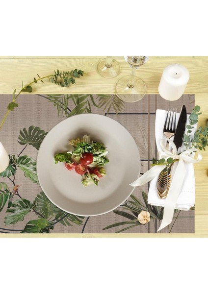 Modern Geometrik Kumaş Amerikan Servis 4'lü Set (Keten Kumaş Ulusl. Yıkama ve Solmama Sertifikası)