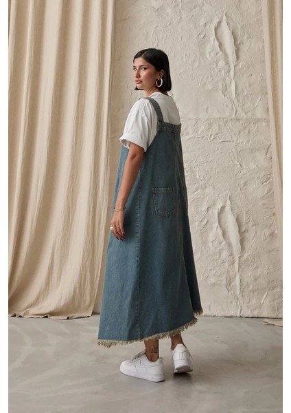 Mavi Askılı Düğmeli Kot Elbise fırsatları