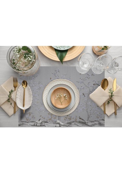 Mini Çiçek Tasarımlı Kumaş Amerikan Servis 4'lü Set (Keten, Ulusl. Yıkama ve Solmama Sertifikası) fiyatları