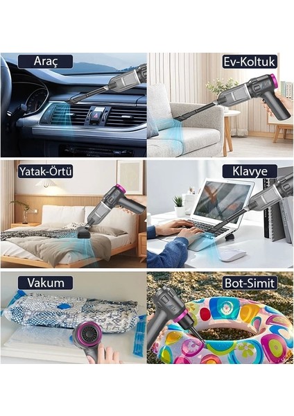 Ally 14000PA Güçlü Portatif 2 Kademeli Tasinabilir Vakumlu Kablosuz Üflemeli Mini Araç Süpürgesi SW-103-(1903) indirimleri