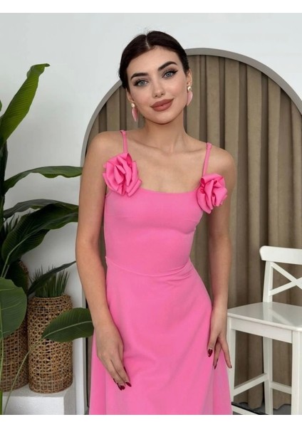 Matilda Gül Ip Askılı Elbise