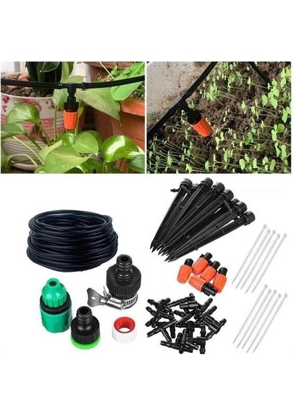 Mulvxkrg KRG02 Bahçe Damlama Sulama Sistemi Hortum Seti 10 Metre ve Ek Parçaları (Mulvix)