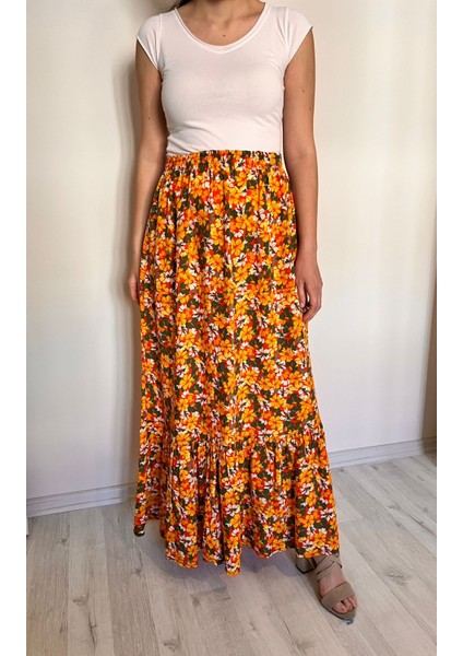 Kadın Tessettür Etek -Uzun Etek - Eteği Fırfırlı Etek