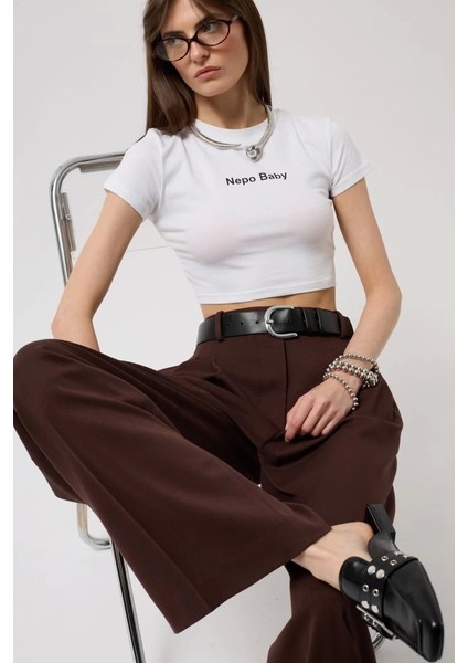 Nepo Baskılı Crop T-Shirt