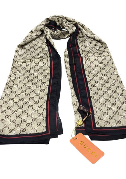 Vual Ipek Şal G Desen Siyah Vizon