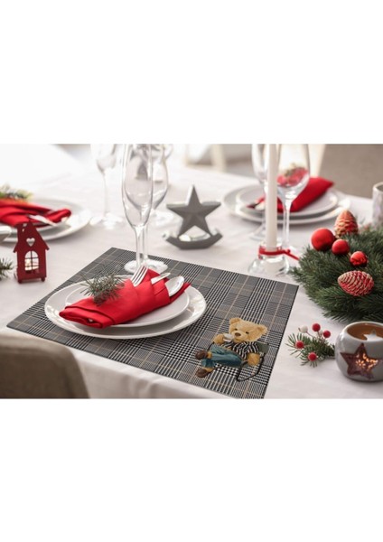 Teddies Kumaş Amerikan Servis 4'lü Set 35X50CM (Keten Kumaş, Ulusl. Yıkama ve Solmama Sertifikası)