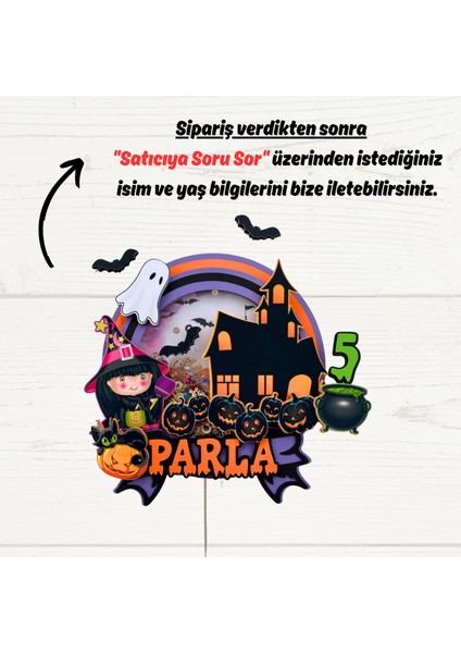 Halloween Cadılar Bayramı Temalı Kişiye Özel 3D Pasta Parti Süsü Cake Topper (23X22 Cm) fiyatları