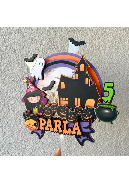 Halloween Cadılar Bayramı Temalı Kişiye Özel 3D Pasta Parti Süsü Cake Topper (23X22 Cm) fırsatları