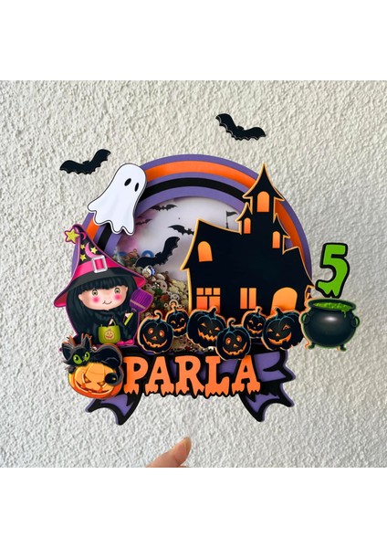 Halloween Cadılar Bayramı Temalı Kişiye Özel 3D Pasta Parti Süsü Cake Topper (23X22 Cm) indirimleri
