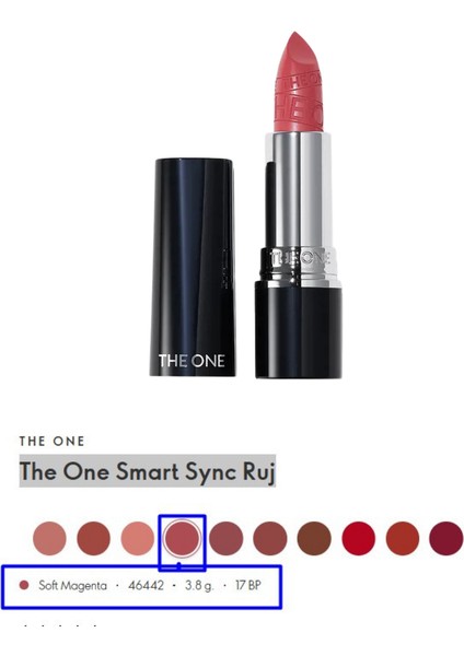 The One Tek Sürüşte Tam Kapatıcılık 8 Saat Kalıcı Renk ve Nem Sunan Smart Sync Ruj_soft Magenta 46442 modelleri
