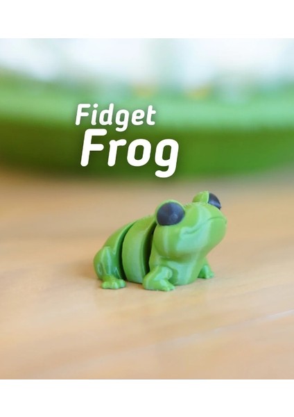 Fidget Frog – Yeşil 3D Baskı Eklemli Kurbağa Figür, Flexi Hareketli Fidget Oyuncak, Masaüstü Dekor ve Koleksiyonluk, Çocuklar Için Eğlenceli 3D Printed Animal