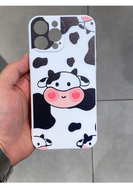 Apple iPhone 13 Pro Max Uyumlu Sevimli Inek Desenli Koruyucu Silikon Kılıf