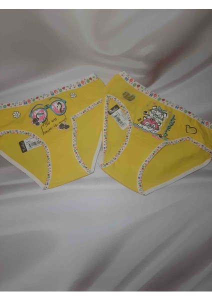 Kiz Çocuk Elastan Önü Baskılı Bato Rahat Kullanışlı Külot 2'li fırsatları