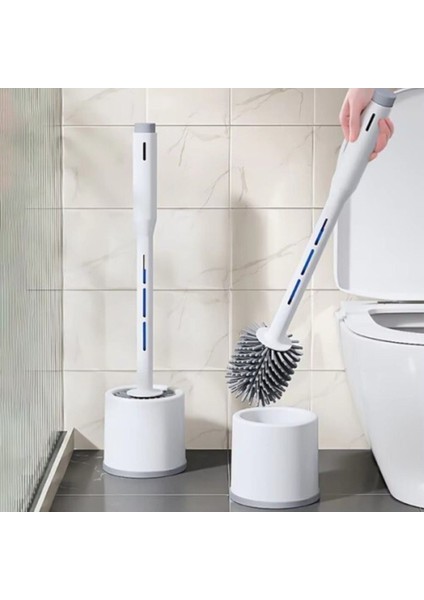 Beyaz Silikon Tuvalet Fırçası ve Deterjan Hazneli Kolay Temizlik Sağlar