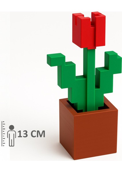 Lale Kırmızı Saksı Tulip Çiçek Dekoratif Figür