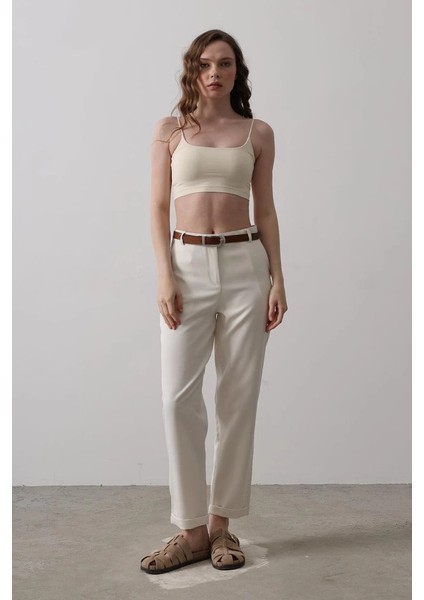 Kemerli Havuç Pantolon - Ekru fiyatları