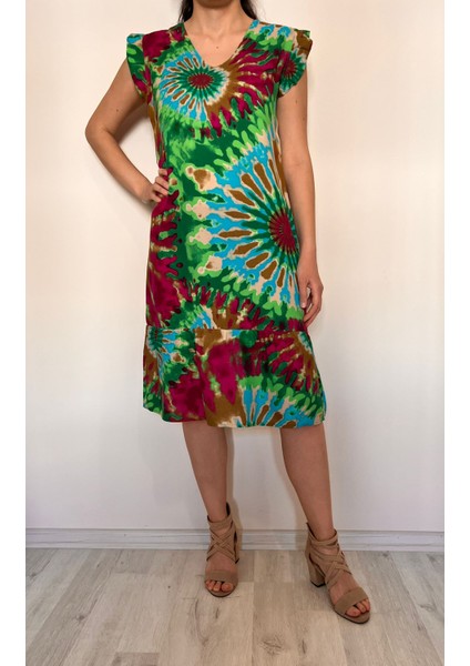 Kadın Batik Desenli Elbise / Viskon Elbise fırsatları