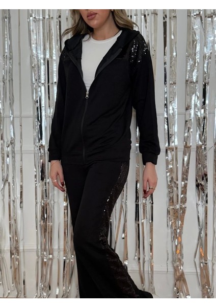 Kadın Yılbaşı Özel Iki Iplik Kumaş Pul ve Fermuar Detaylı Ikili Takım fırsatları