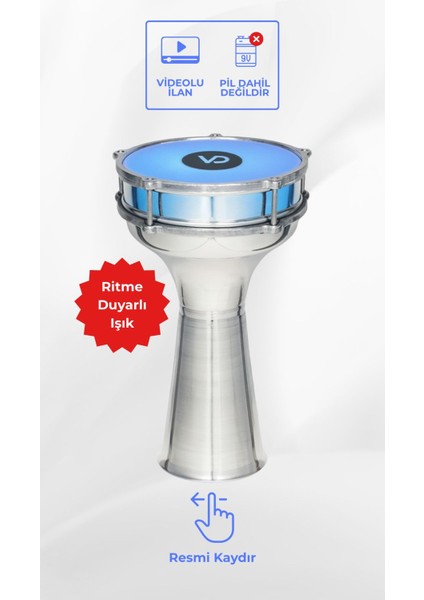 SV104AL - LED Işıklı (Ritme Duyarlı) Alüminyum Klasik Darbuka fiyatları