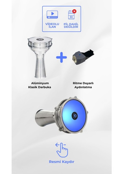 SV104AL - LED Işıklı (Ritme Duyarlı) Alüminyum Klasik Darbuka modelleri