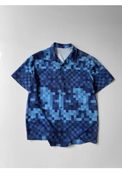 Iki Iplik Kumaş Baskılı Gömlek - Mavi fiyatları