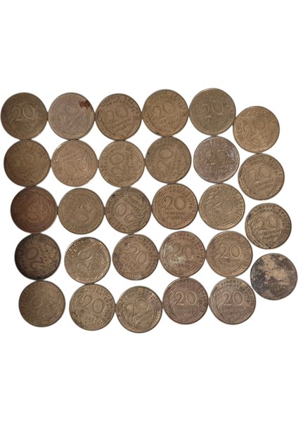 Fransa 20 Centimes 29 Adet Farklı Tarihler