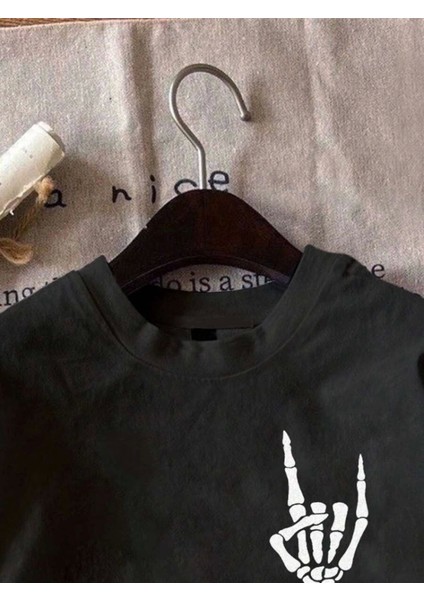 Erkek Baskılı Oversize T-Shirt - Siyah fiyatları